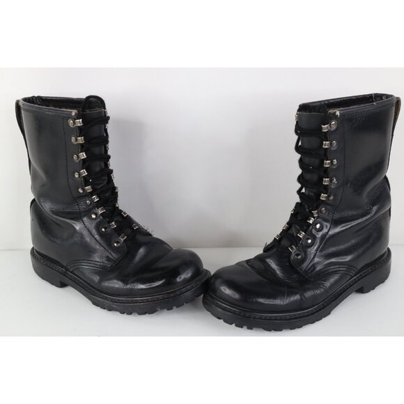 Vintage 80s 90s Mens 7 Distressed Leather German Military Combat Boots Black main image 11